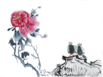 小牡丹花鸟画素材背景国画