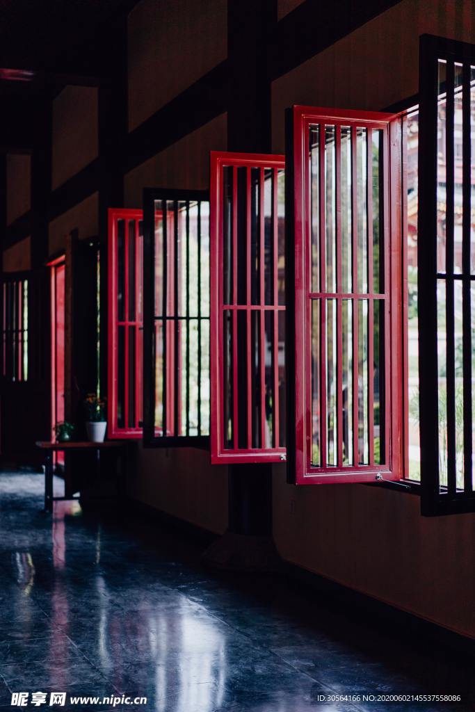 窗户传统木建筑文艺背景素材