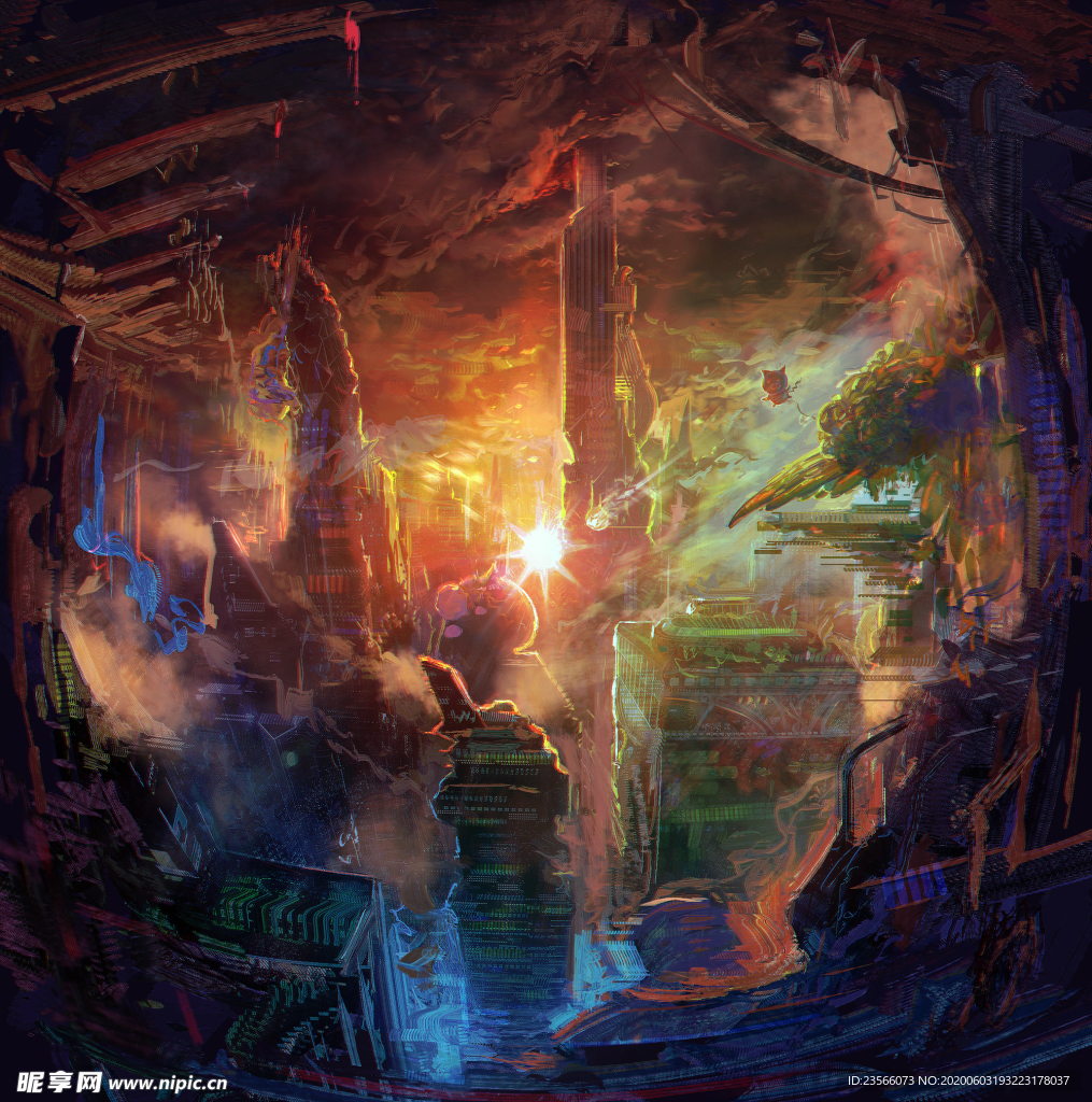 赛博朋克风未来科技插画