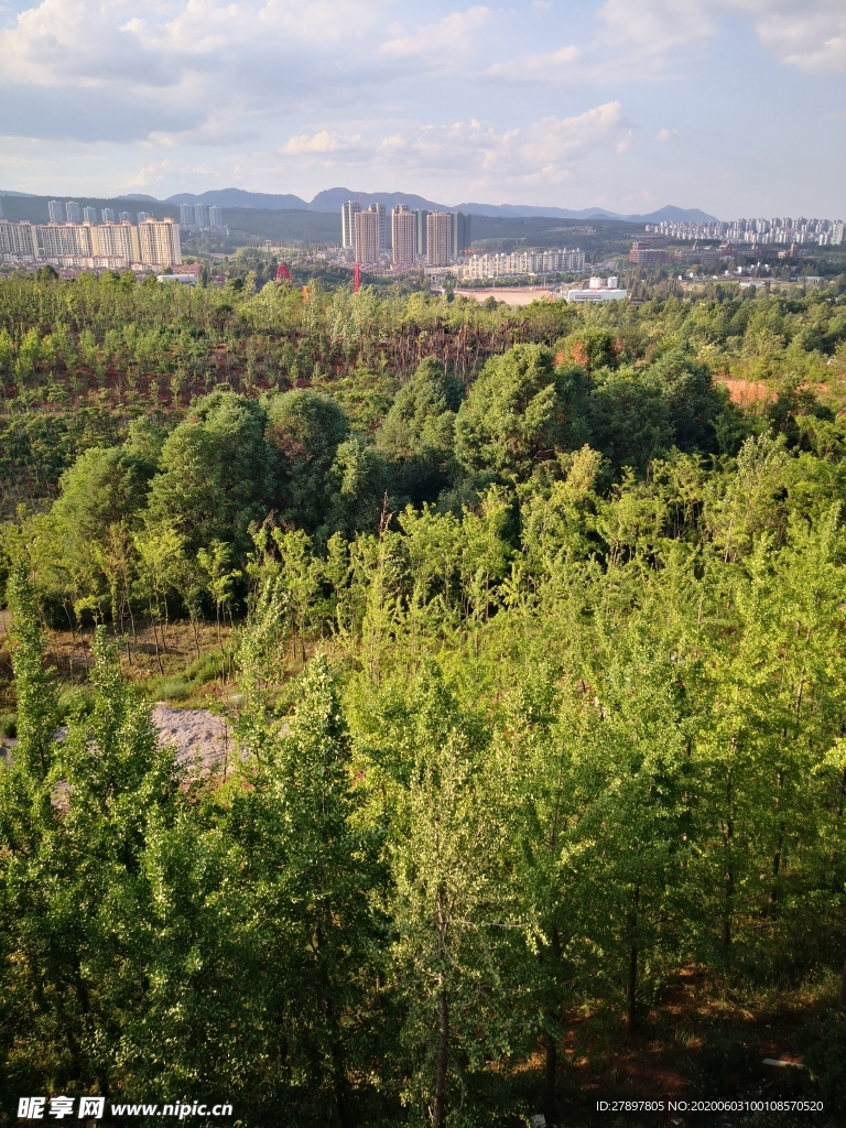 崇山峻岭里的绿色住宅区