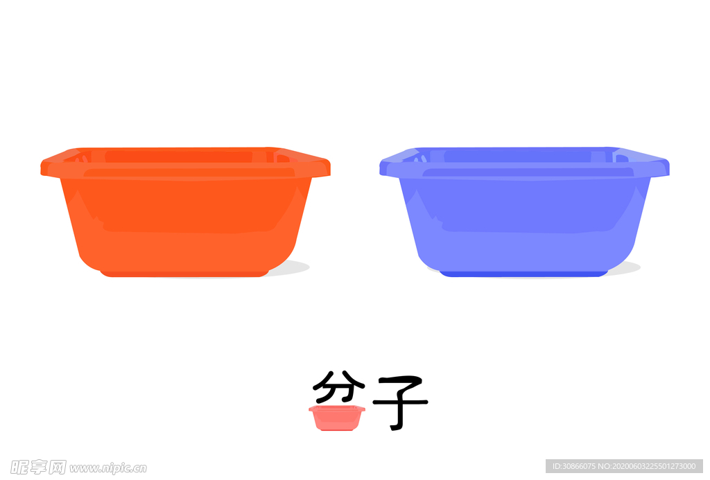 手绘卡通塑料矢量黄盆子 蓝盆子
