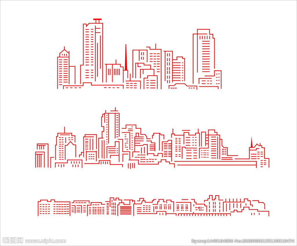 城市建筑轮廓矢量图图片