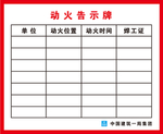 动火告示牌