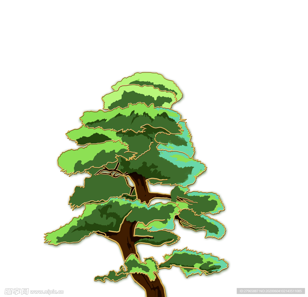 手绘松树
