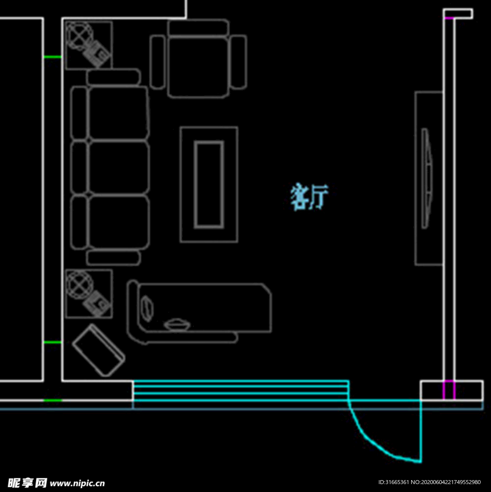 CAD 家装客卧 布局