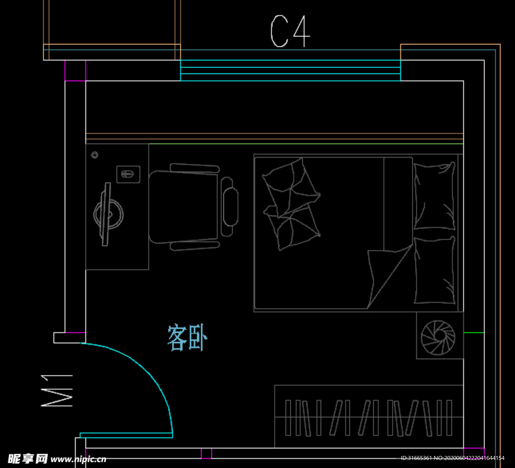CAD 家装客卧 布局
