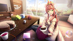 二次元少女喂食插画