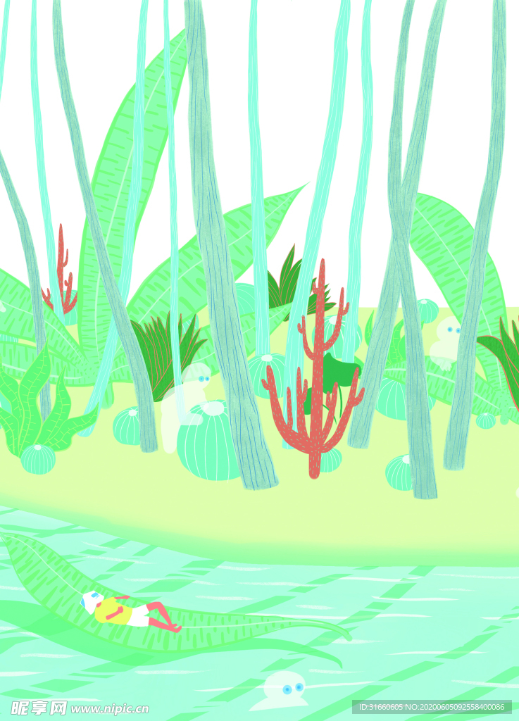 手绘 风景 小清新 插画