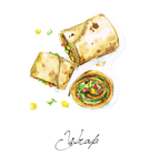 美食料理水彩绘画