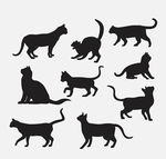 宠物猫剪影矢量素材