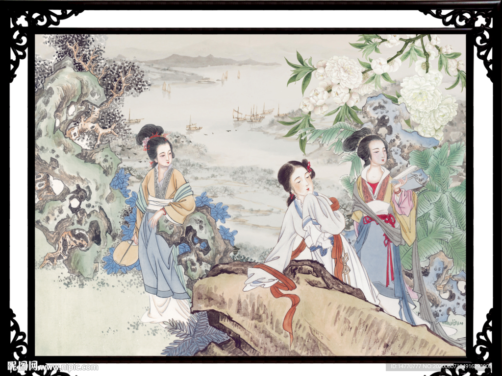 荷花国画