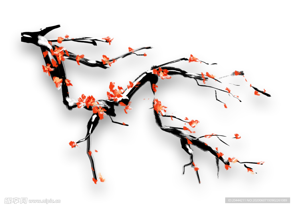 手绘梅花高清免抠素材