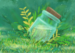 清新玻璃瓶抽象艺术素材背景