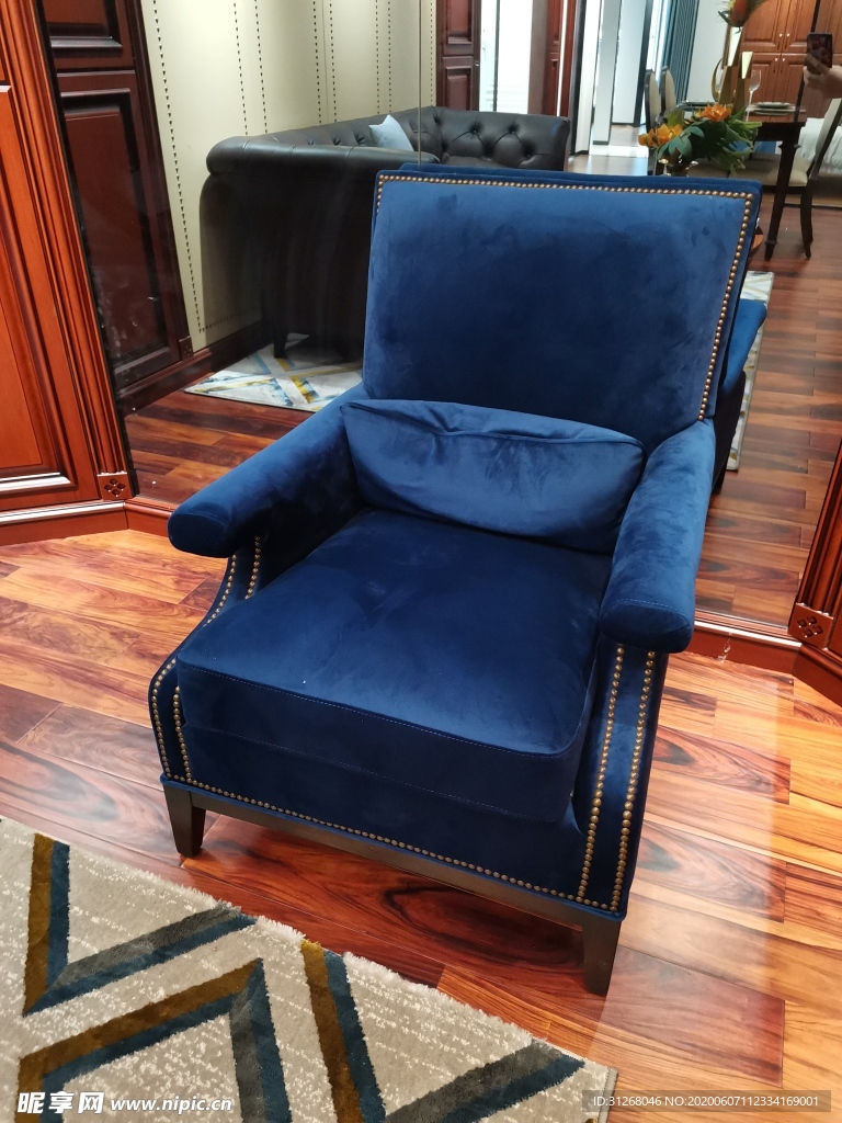 蓝色沙发 美式沙发 欧式沙发