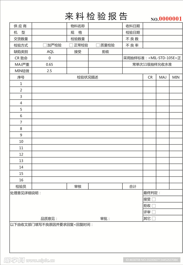 来料检验报告