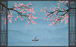 桃花电视背景墙