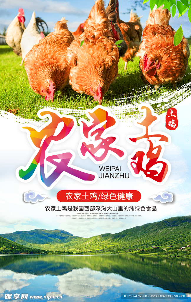 绿色天然农家土鸡促销海报