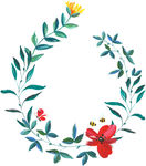 手绘水彩花朵花环