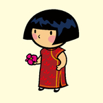 拿着花的女人