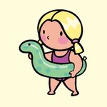女孩拿游泳圈