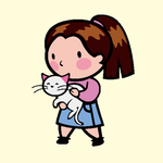 抱着猫咪的女孩
