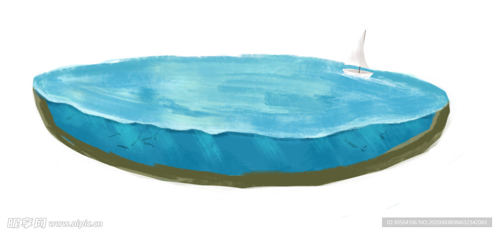 池塘游泳池立体蓝色夏季帆船素材