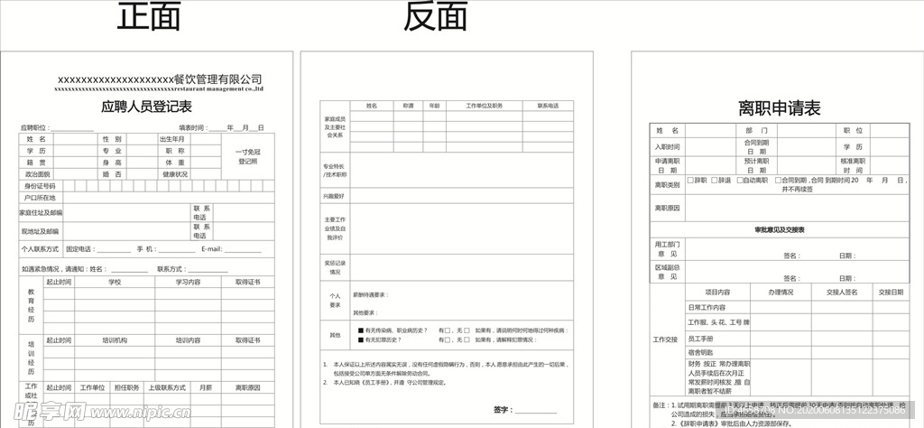 应聘人员登记表