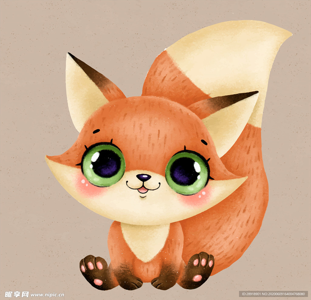 卡通手绘-卡通可爱动物狐狸-好图网