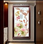 中式莲花玄关画