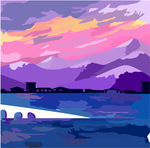 西湖风景绘画色彩构成