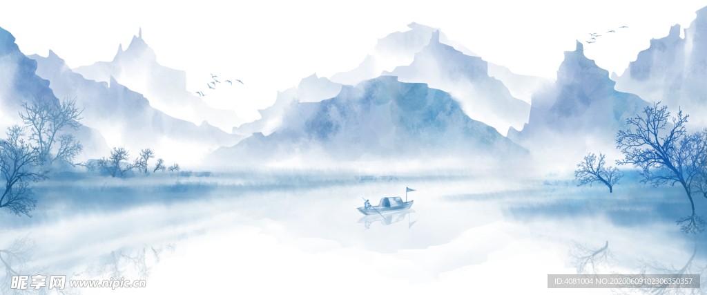 国风山水水墨山脉