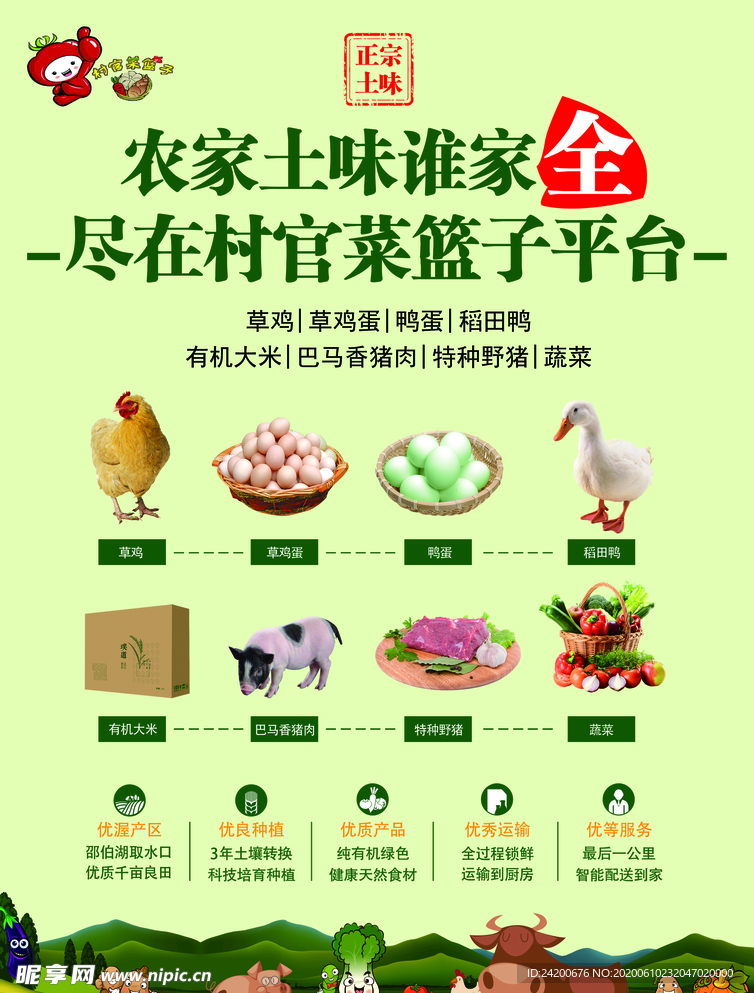 农家土味菜篮子海报