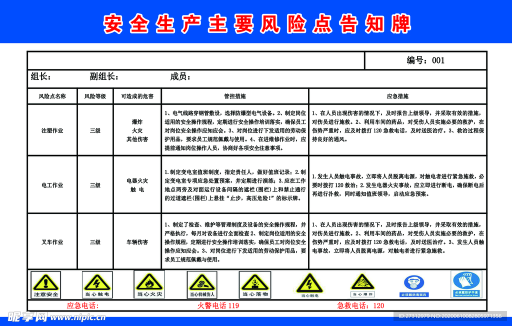 安全生产风险点告知牌