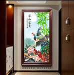 中式家和富贵孔雀玄关画