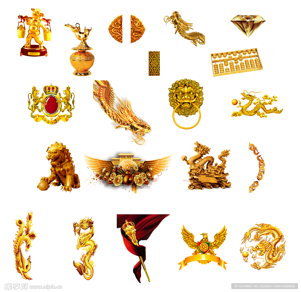 龙凤 金算盘 龙头 钻石 金猪