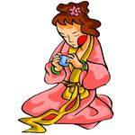 古代手绘女人喝茶