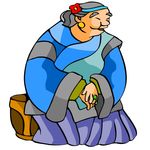 古代人坐着的老奶奶