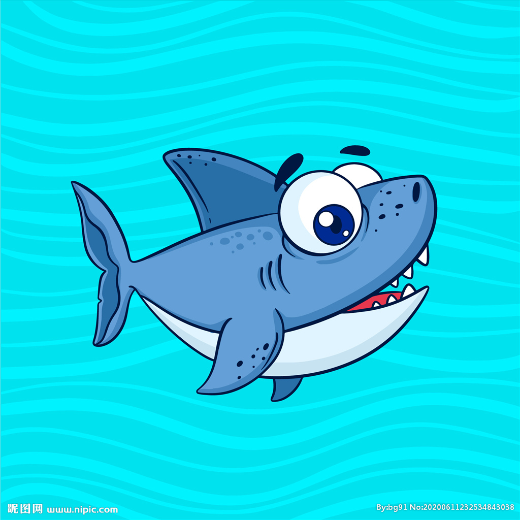 透明背景中突显的微笑可爱的鲨鱼动画角色 向量例证. 插画 包括有 动物区系, 例证, 图象, 敬慕, 蓝色 - 210601384