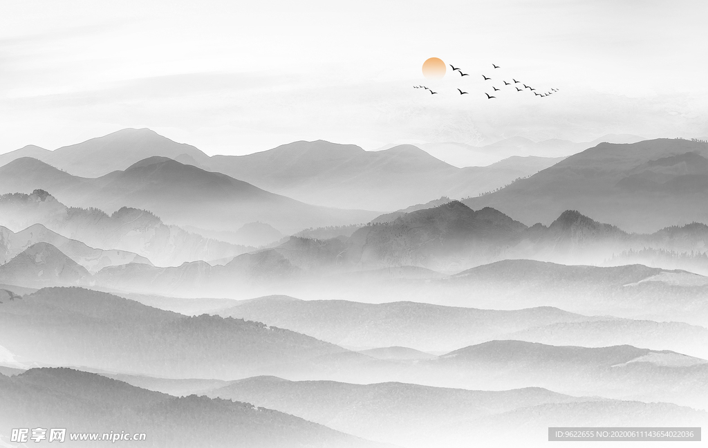 新中式山水背景