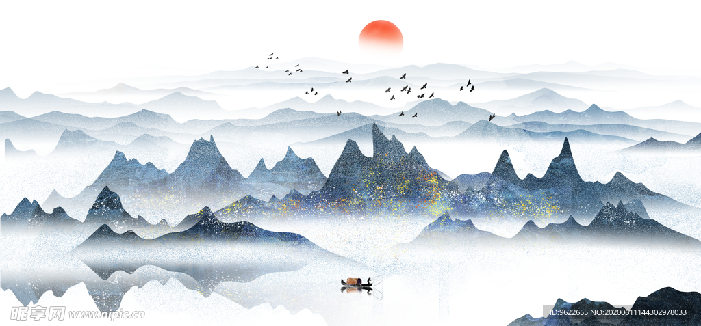 新中式山水背景