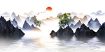 新中式山水背景