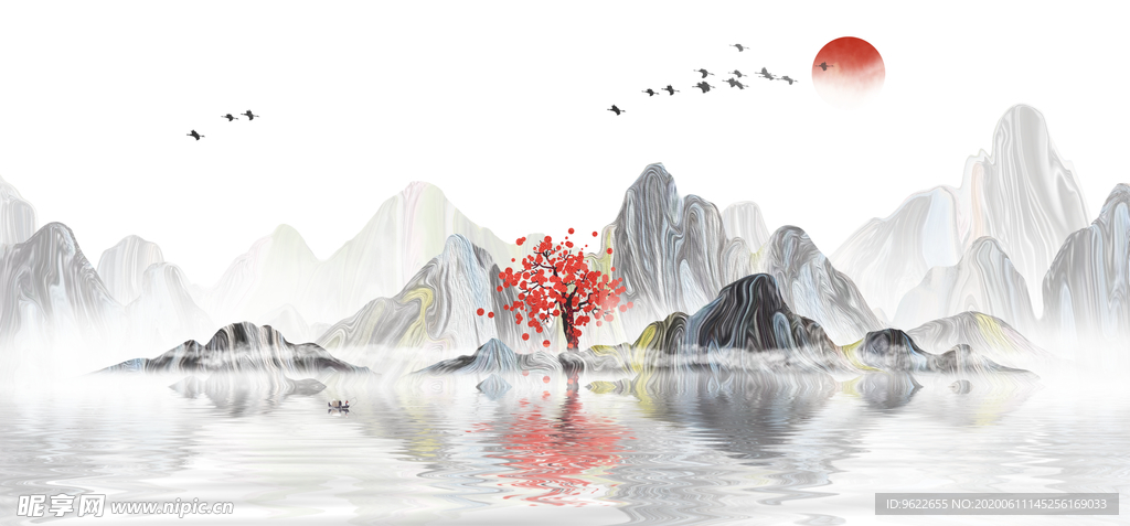 新中式山水背景