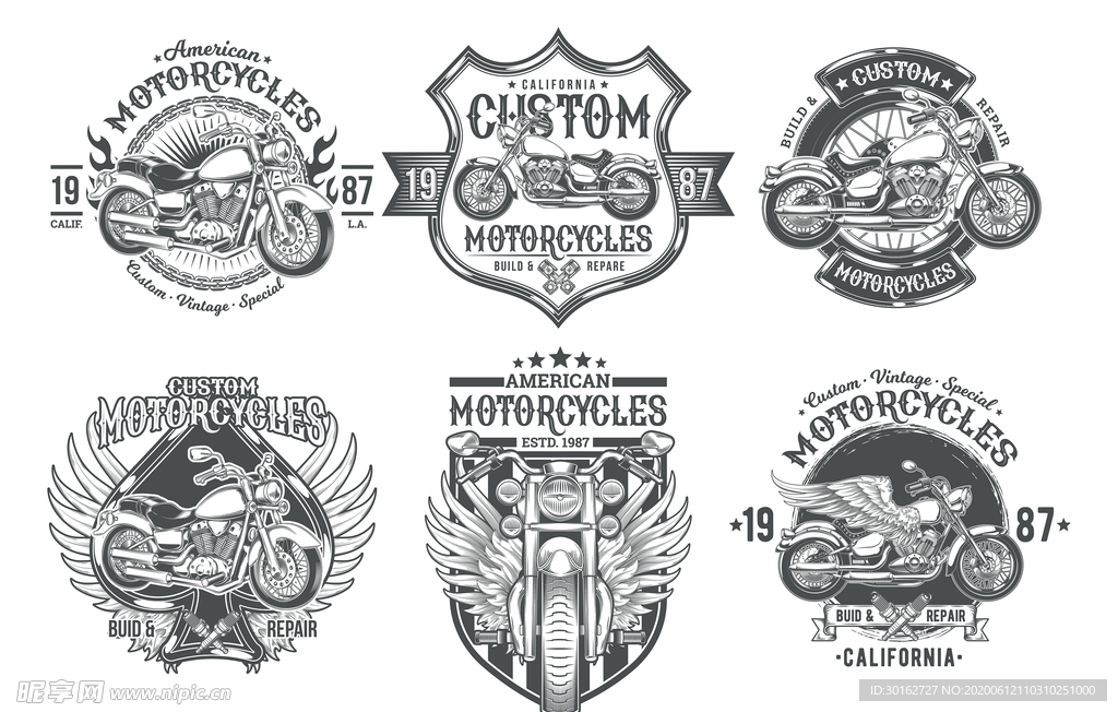 复古时尚摩托车图案印花设计