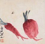 齐白石 国画 萝卜草虫图
