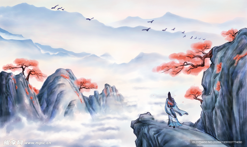 大气水墨画电视背景墙