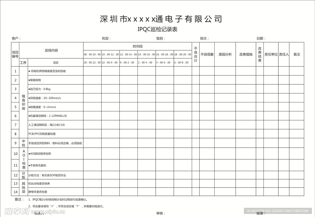 巡检记录表