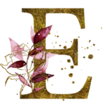 手绘水彩花卉英文字母logo