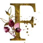 手绘水彩花卉英文字母logo