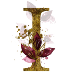 手绘水彩花卉英文字母logo
