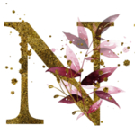 手绘水彩花卉英文字母logo